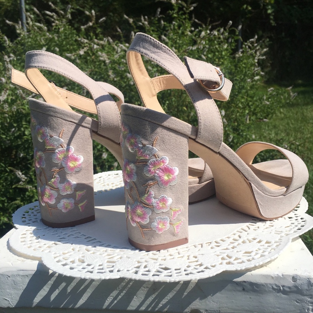 Taupe Floral Heels